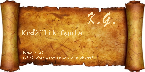 Králik Gyula névjegykártya