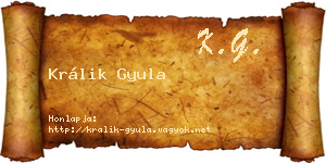 Králik Gyula névjegykártya